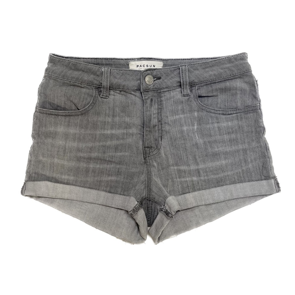 Pacsun Women’s Grey High-Rise “Super Stretch Shortie” Jean Shorts